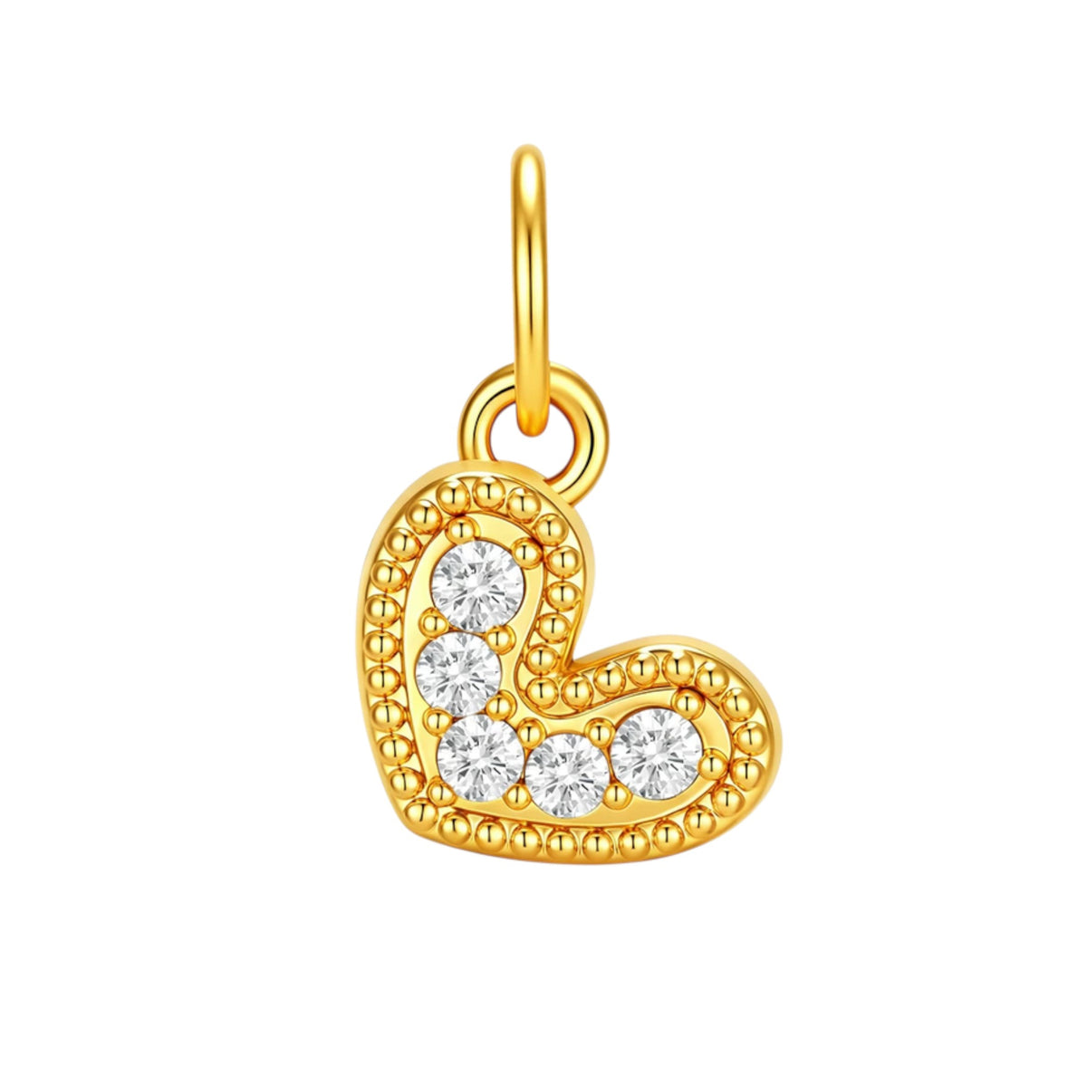 24k 999 Gold Diamond Crown Heart Key Butterfly Charm