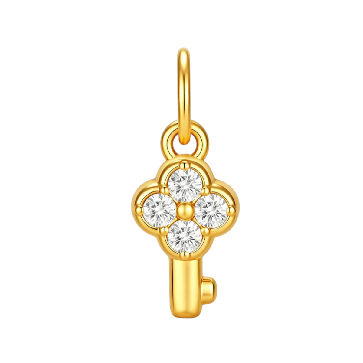 24k 999 Gold Diamond Crown Heart Key Butterfly Charm