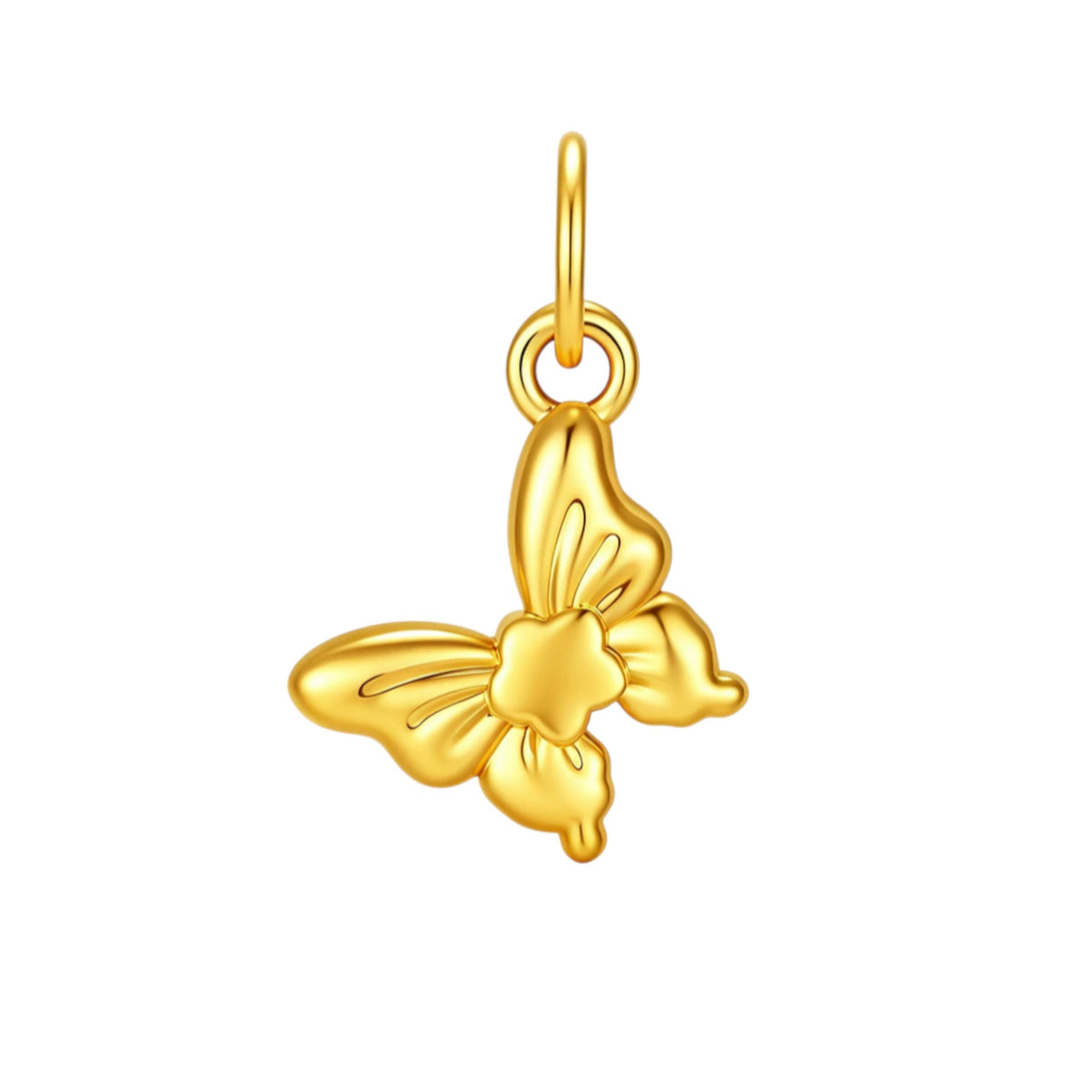 24k 999 Gold Diamond Crown Heart Key Butterfly Charm