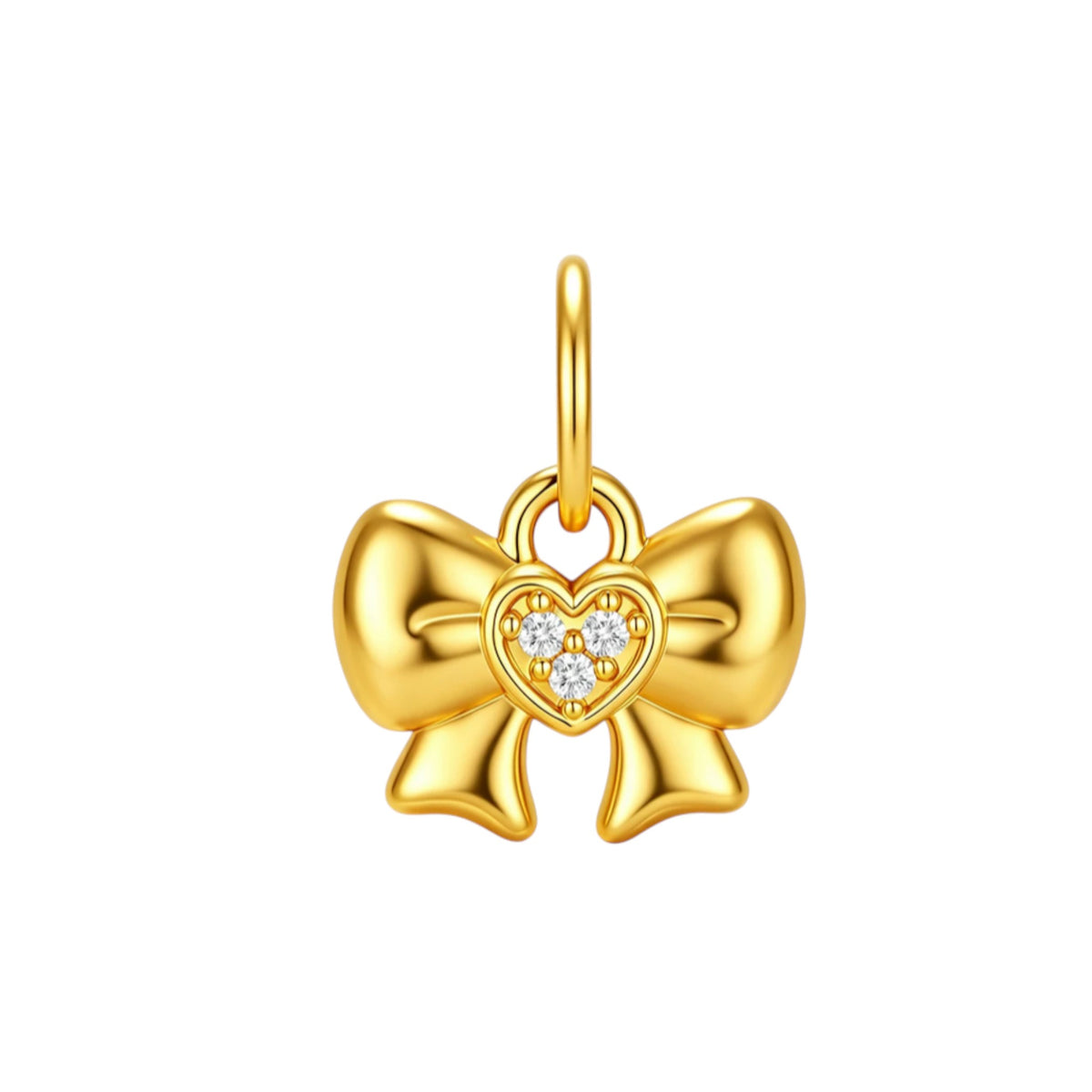 24k 999 Gold Diamond Crown Heart Key Butterfly Charm