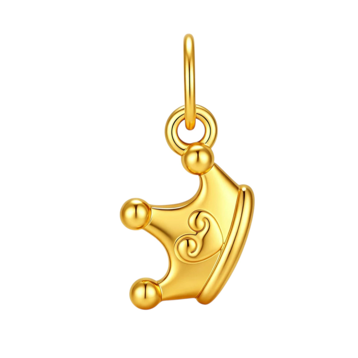 24k 999 Gold Diamond Crown Heart Key Butterfly Charm