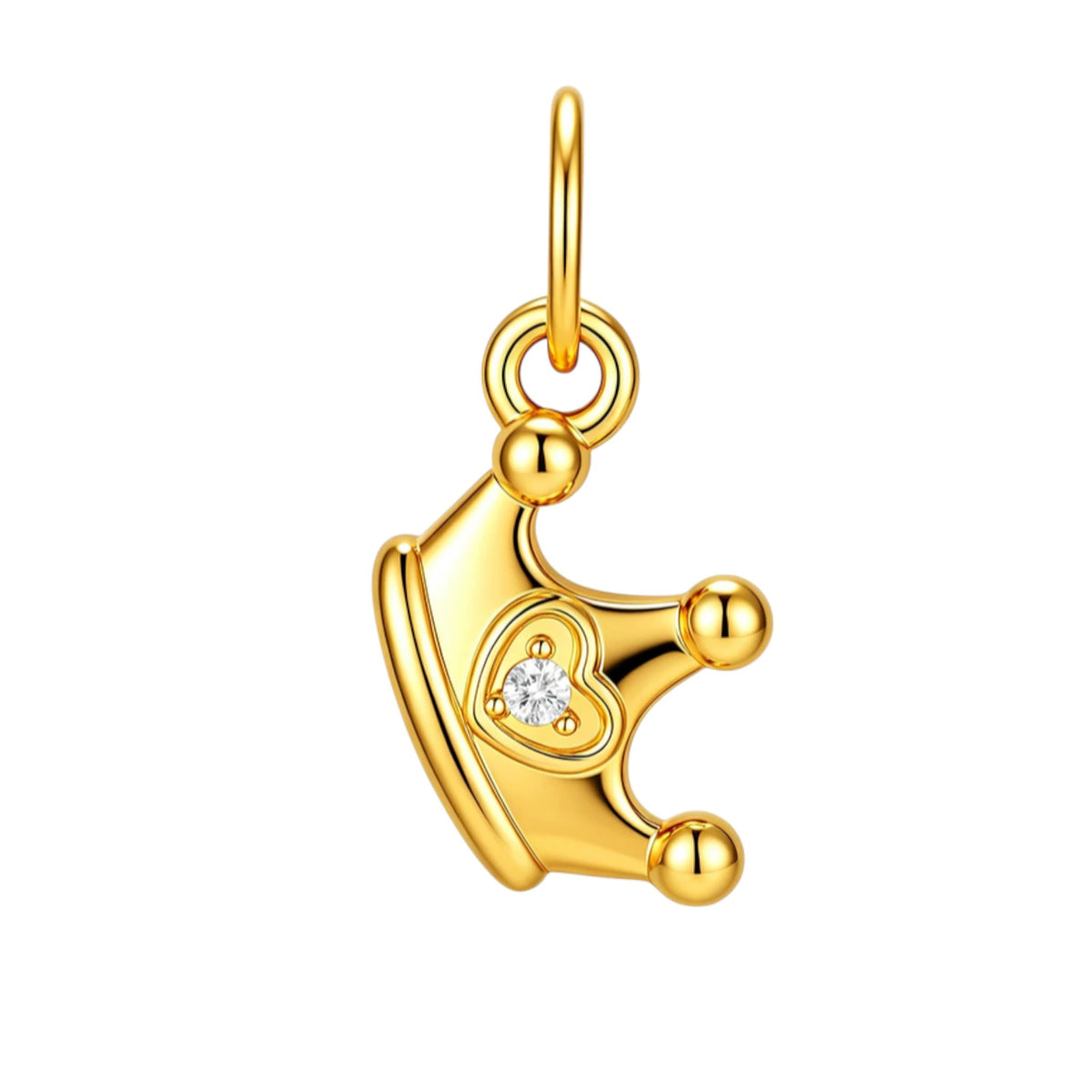 24k 999 Gold Diamond Crown Heart Key Butterfly Charm