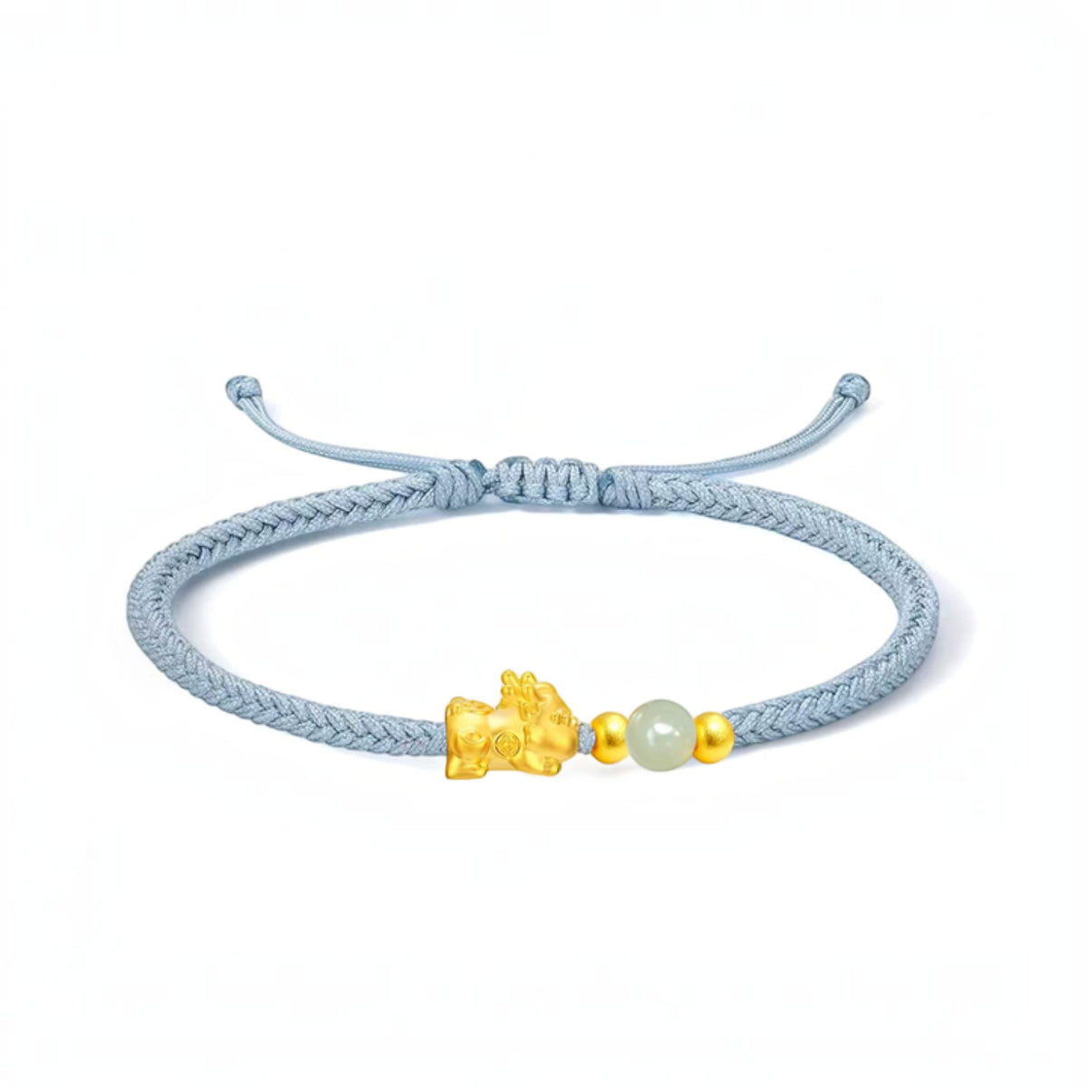 24K 999 Gold Pixiu Charms Fortune Adjustable Cord Bracelet
