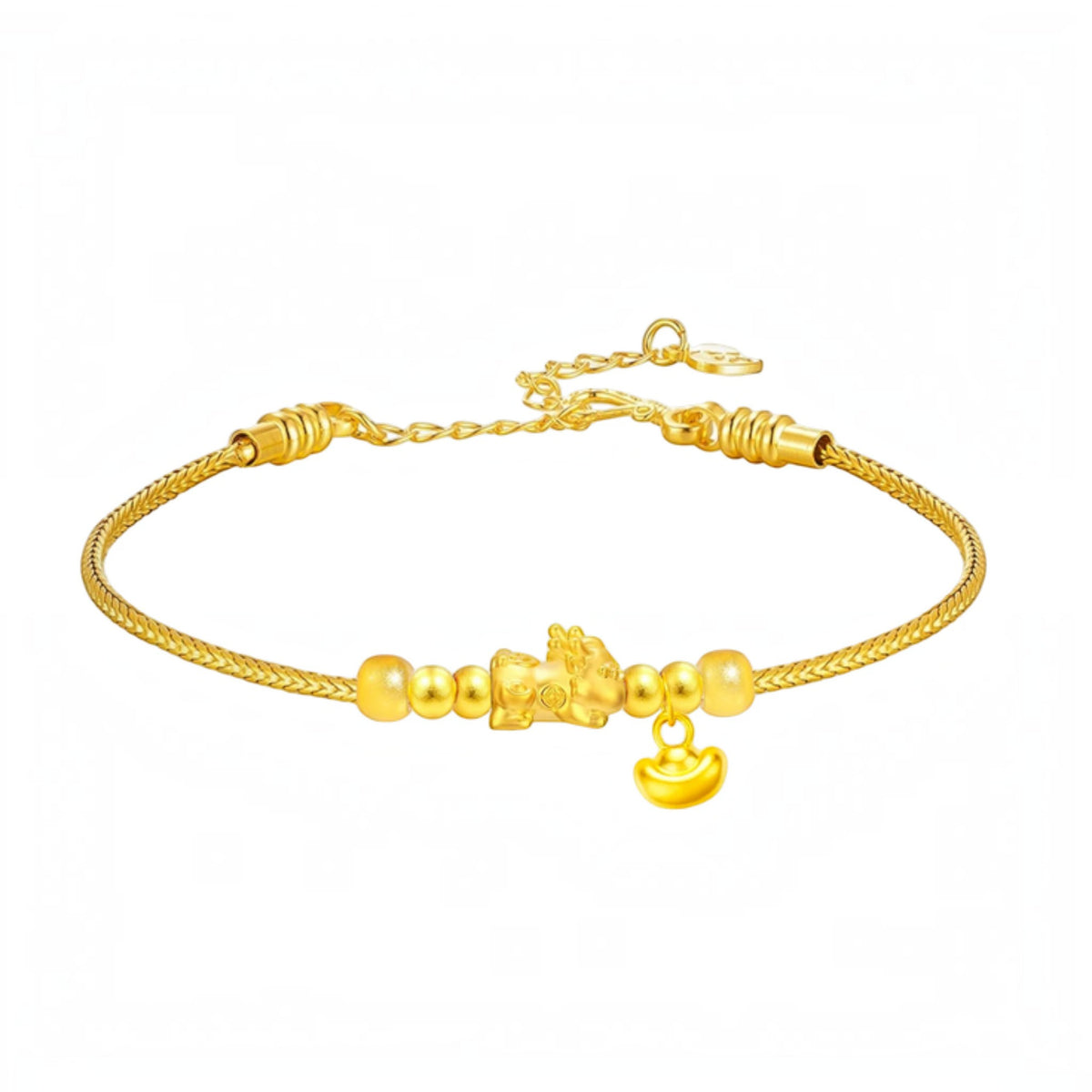 24K 999 Gold Pixiu Ingot Charms Fortune Bracelet