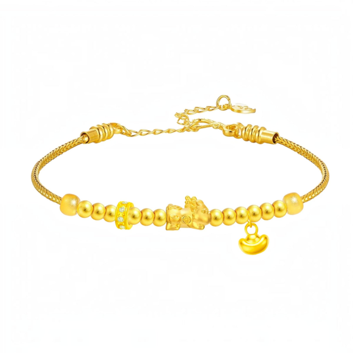 24K 999 Gold Pixiu Ingot Charms Fortune Bracelet