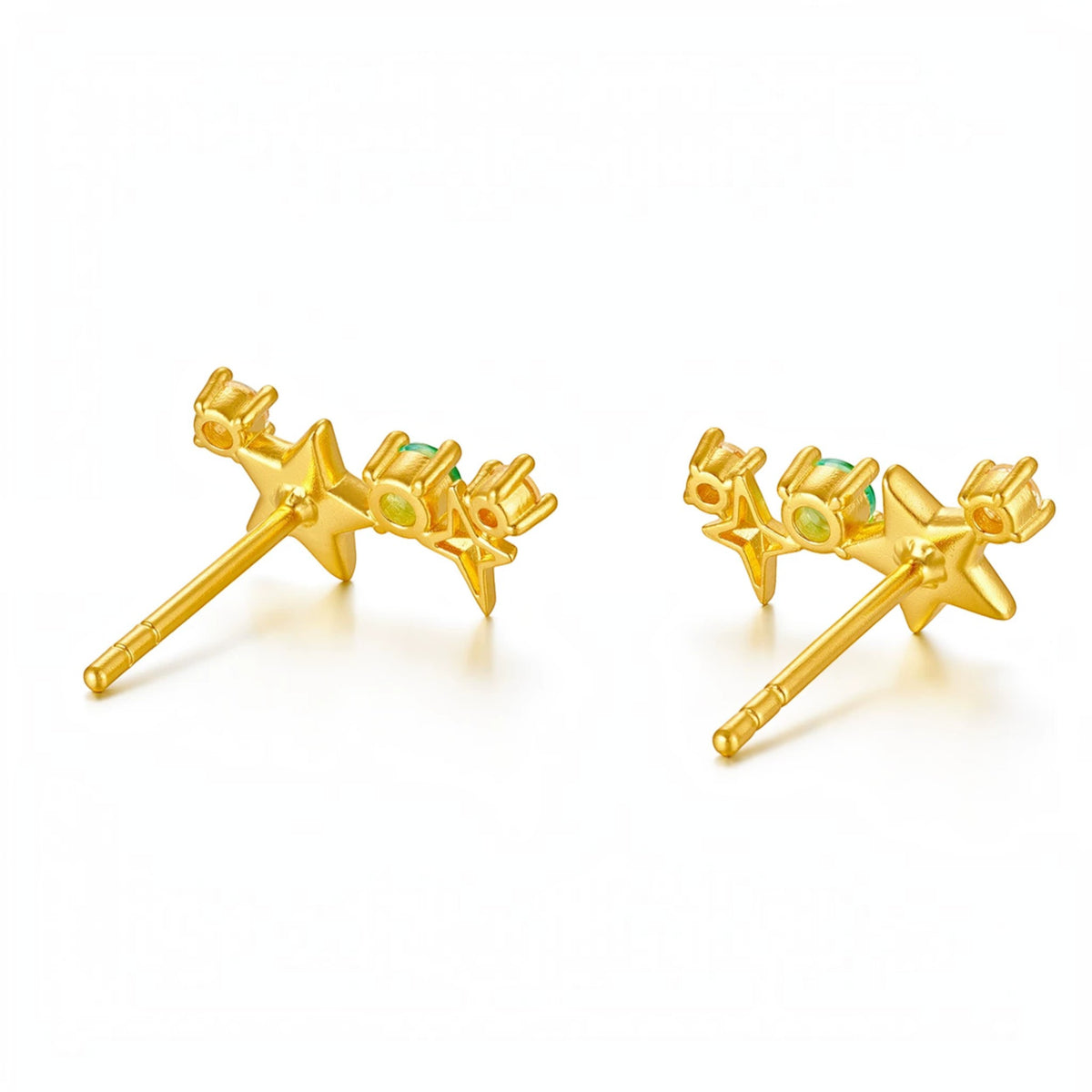 Genuine 24K Gold Star Starlight Stud Earrings