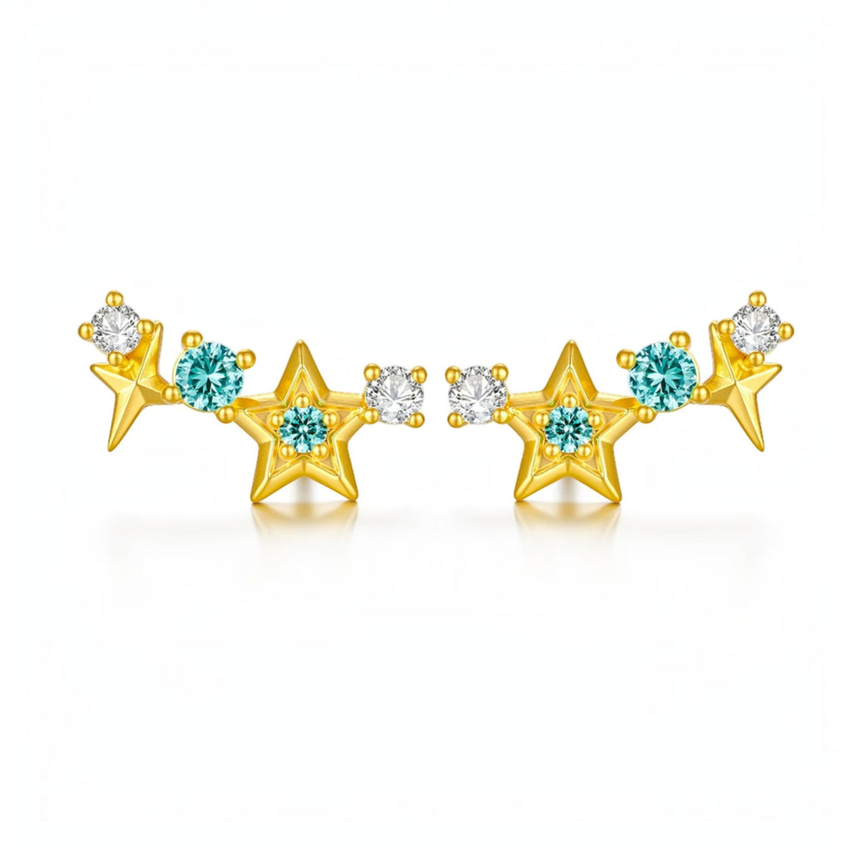 Genuine 24K Gold Star Starlight Stud Earrings