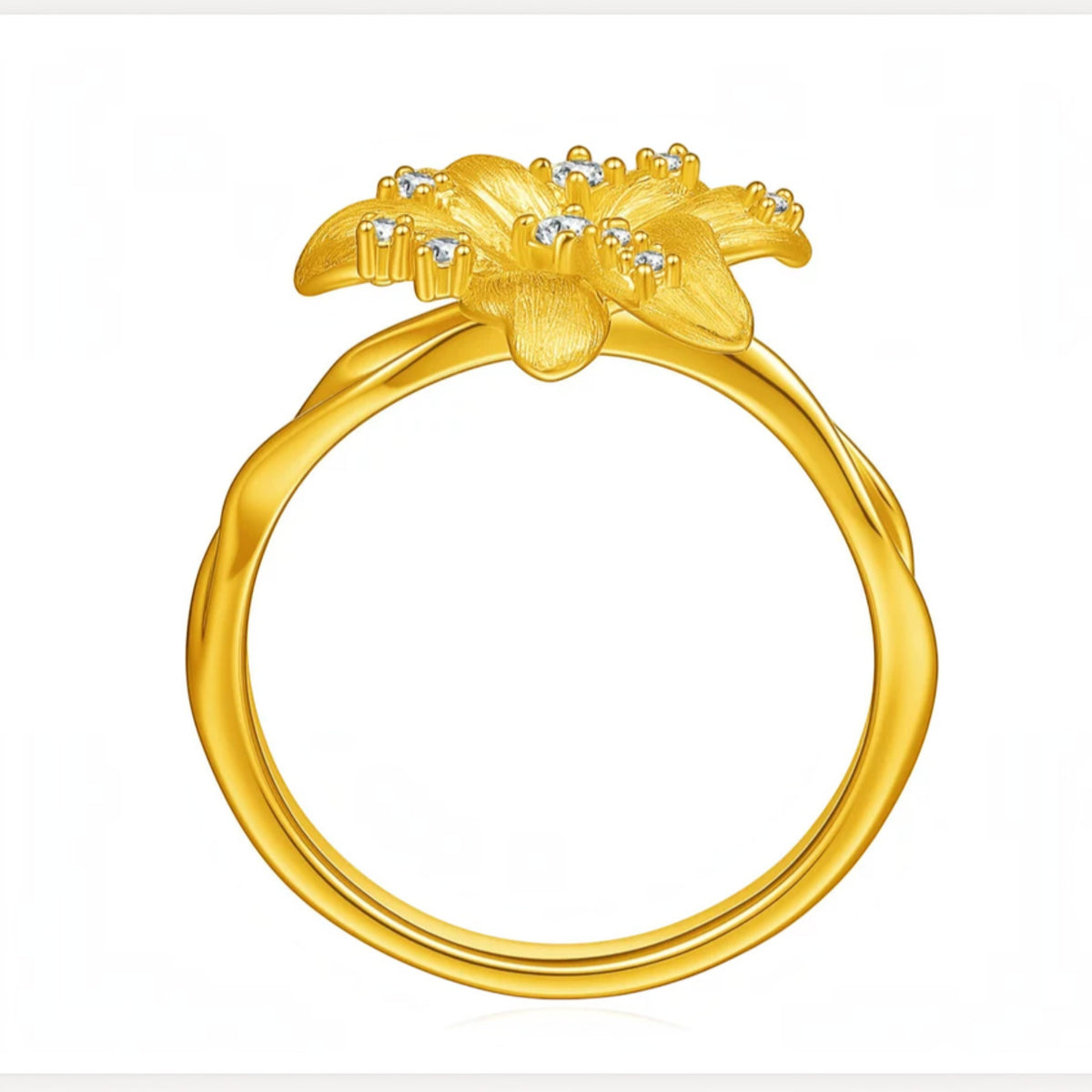 Genuine 24K Gold Floral Flower Blossom Ring