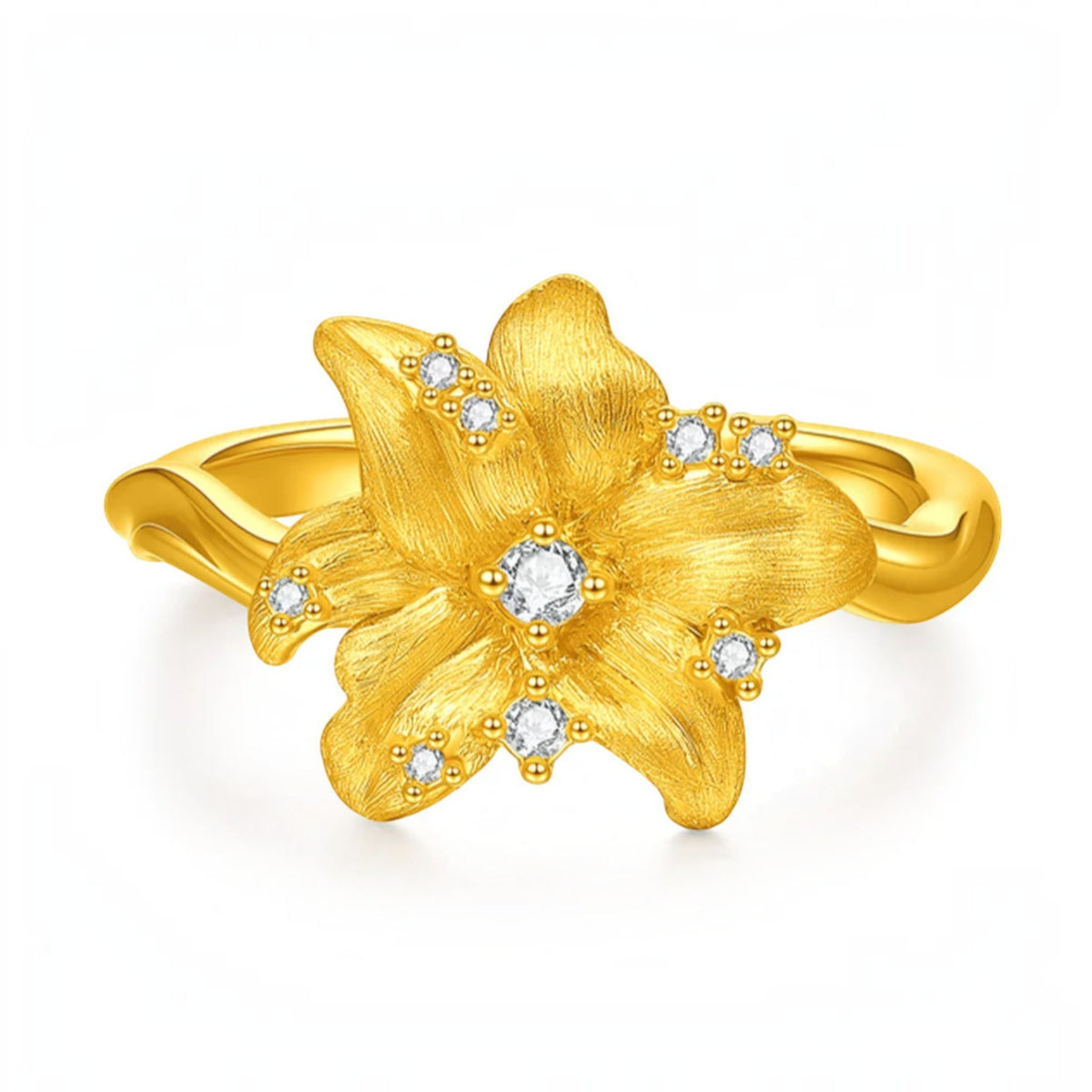 Genuine 24K Gold Floral Flower Blossom Ring