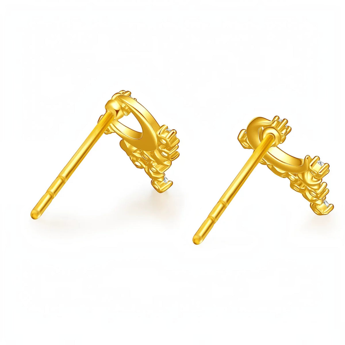 Genuine 24K Gold Star Moon Starlight Stud Earrings