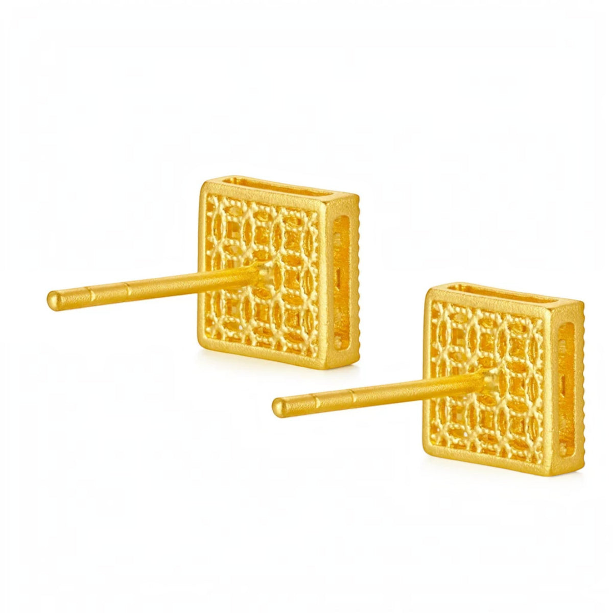 Genuine 24K Gold Minimal Square Stud Earrings
