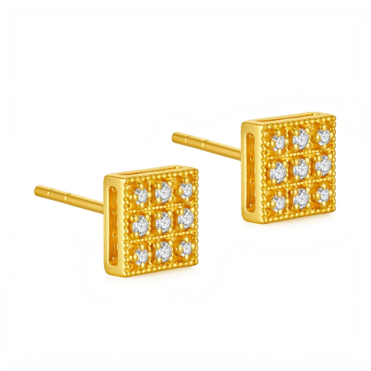 Genuine 24K Gold Minimal Square Stud Earrings