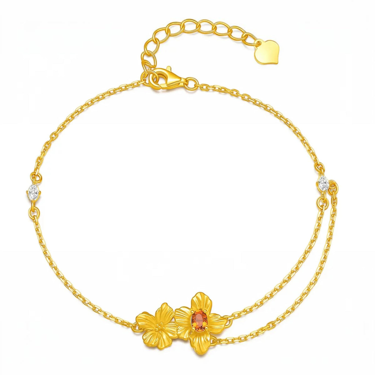 24K Gold Flower Charm Romantic Gift Bracelet
