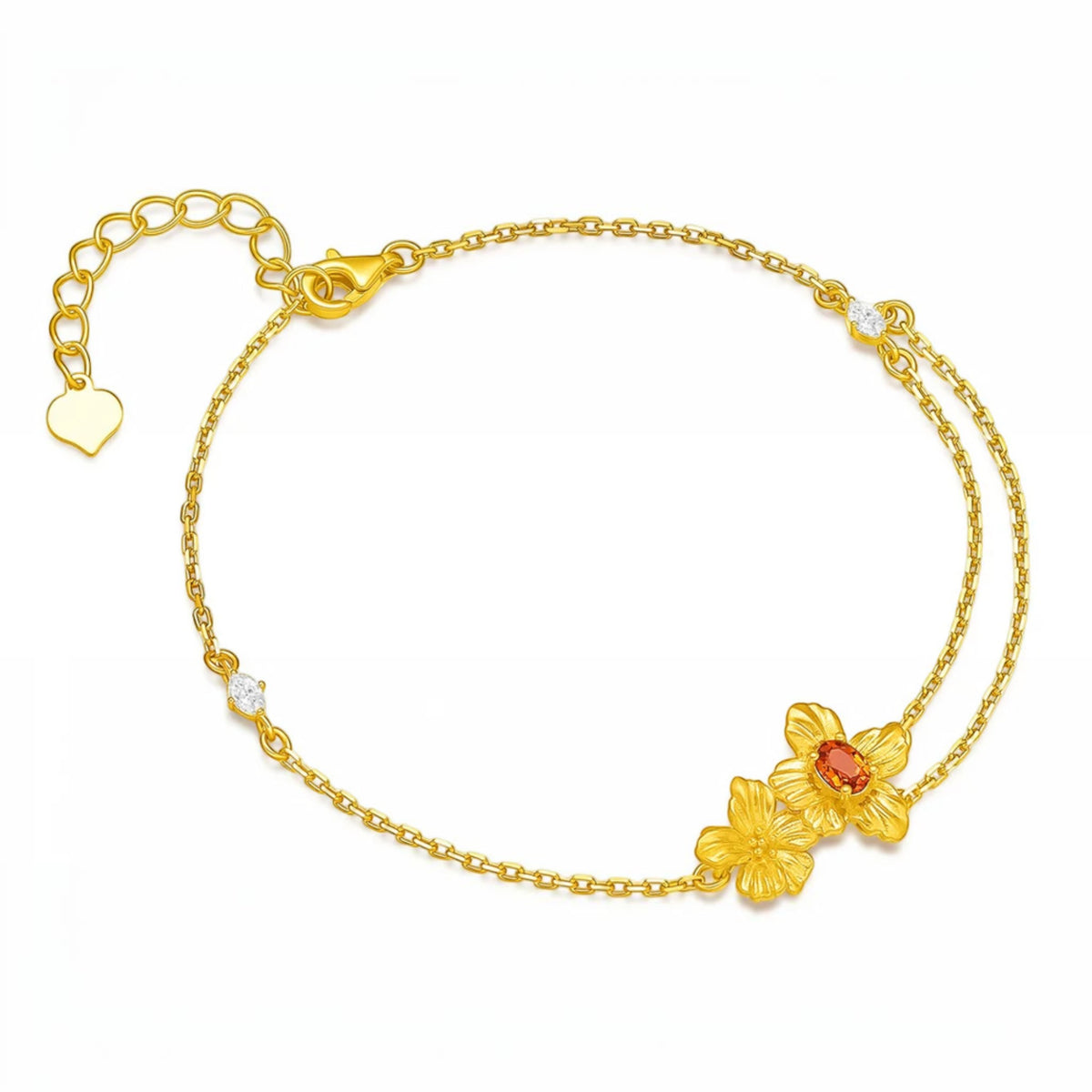 24K Gold Flower Charm Romantic Gift Bracelet