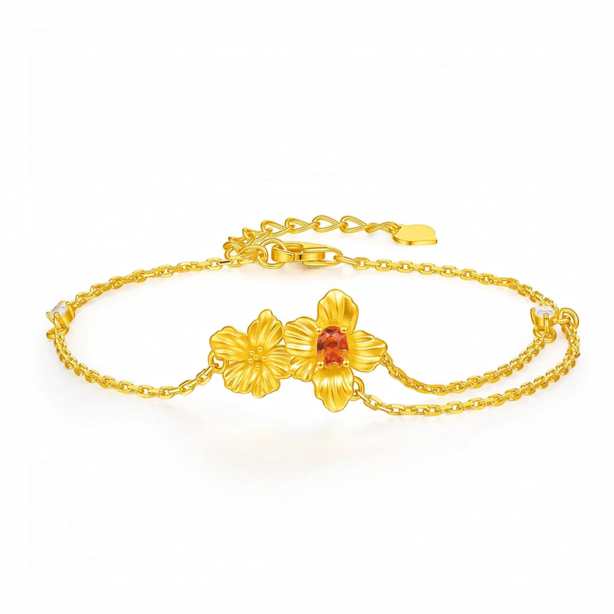 24K Gold Flower Charm Romantic Gift Bracelet