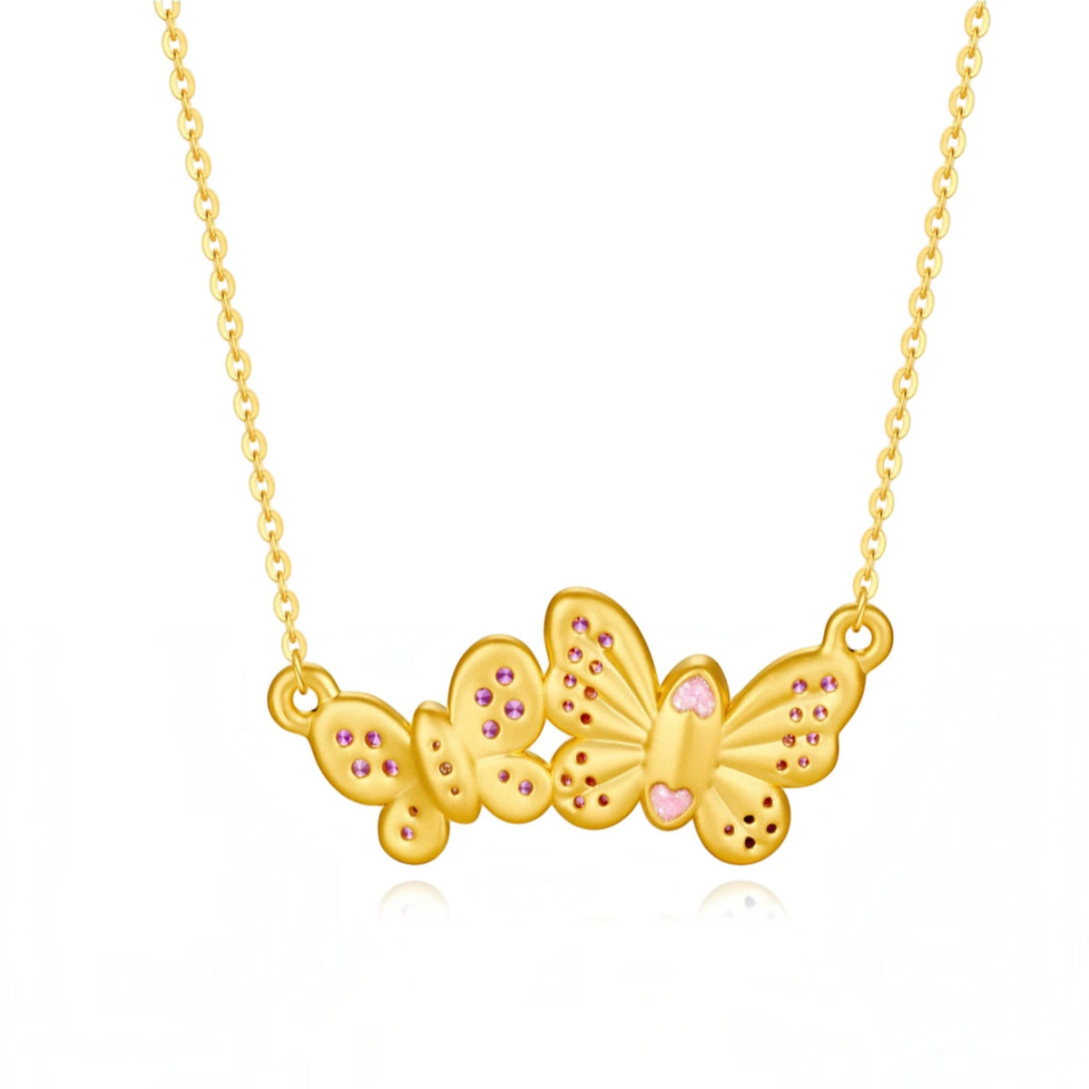 24K Gold Butterfly Stud Earrings and Necklace