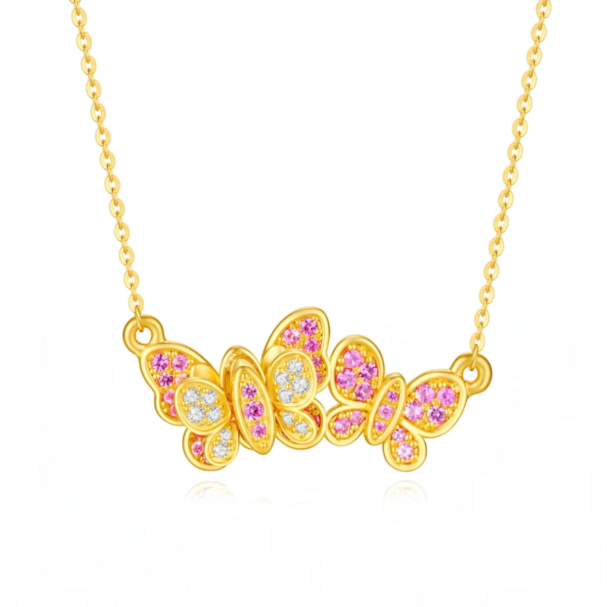 24K Gold Butterfly Stud Earrings and Necklace