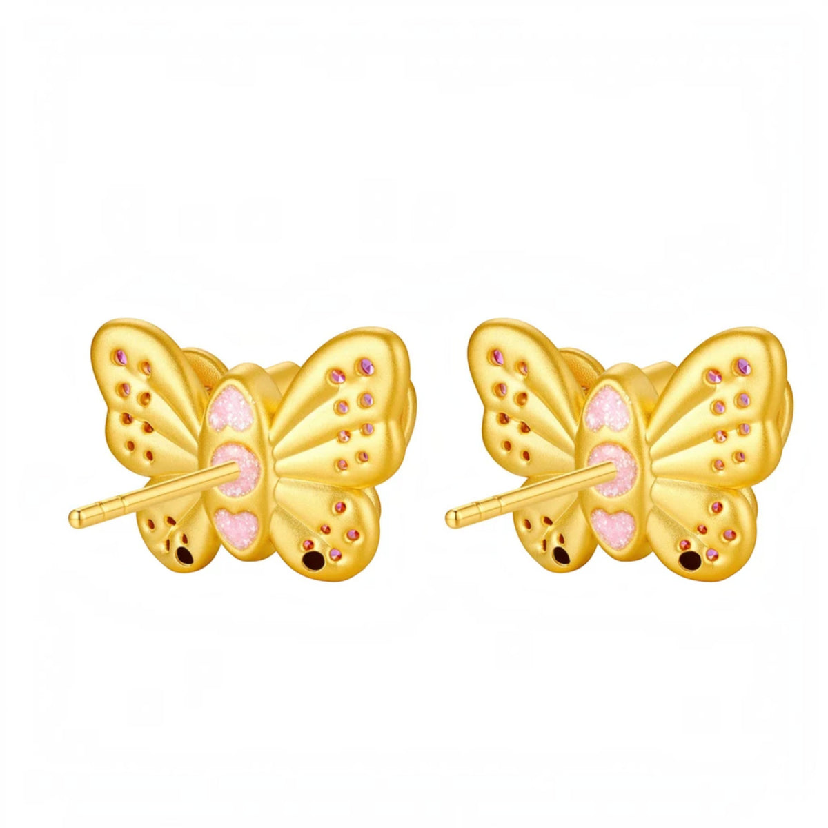 24K Gold Butterfly Stud Earrings and Necklace