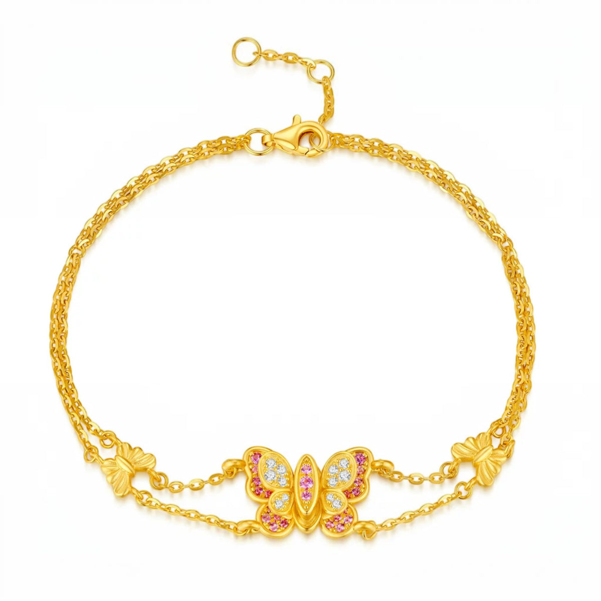 24K Gold Butterfly Charm Romantic Gift Bracelet