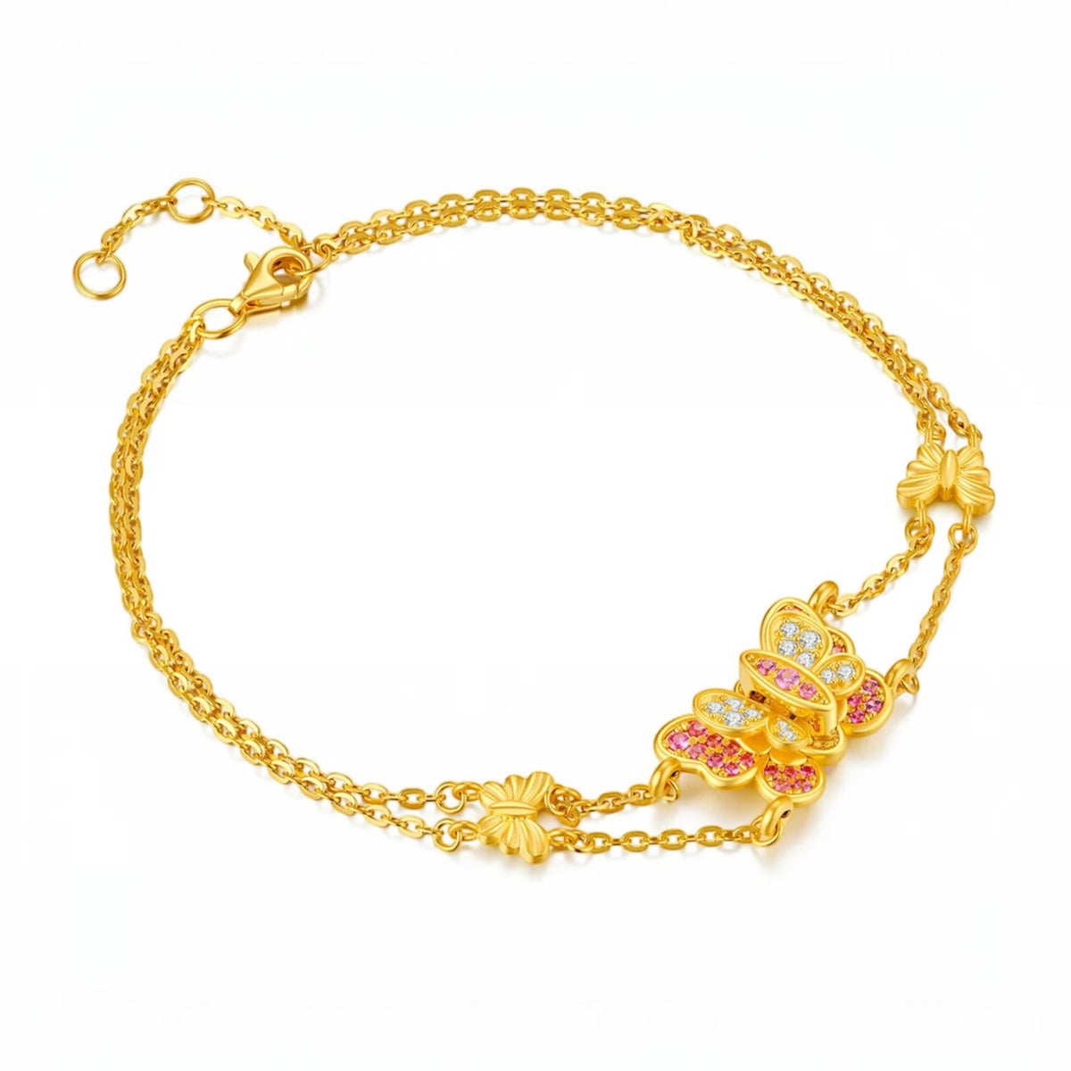 24K Gold Butterfly Charm Romantic Gift Bracelet