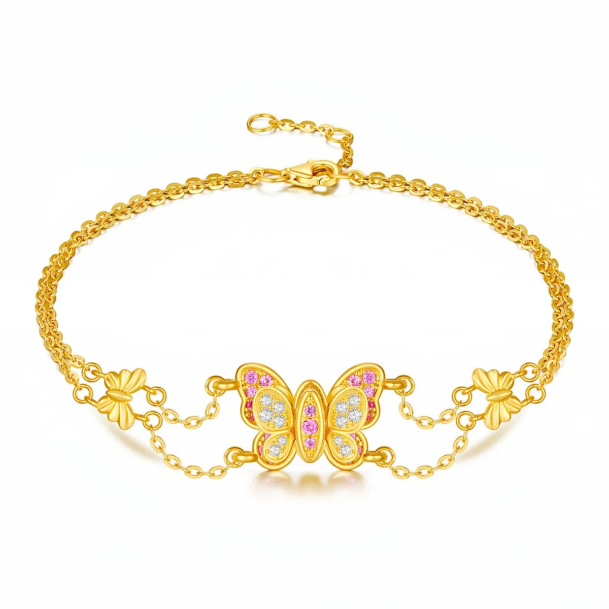 24K Gold Butterfly Charm Romantic Gift Bracelet