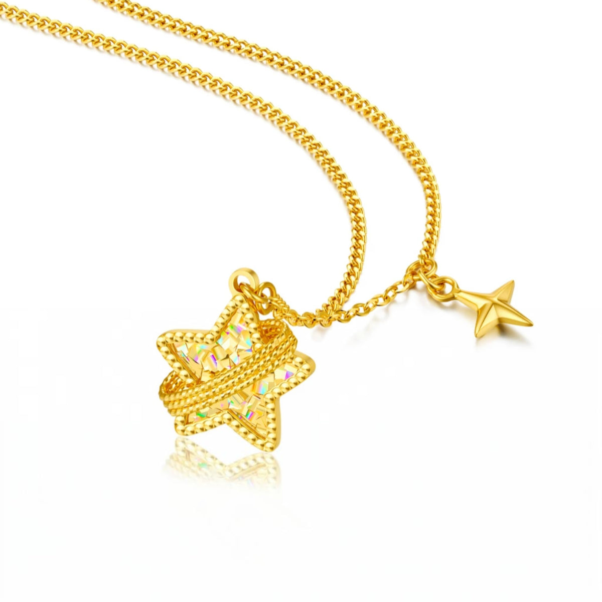 24K Gold Star Charms Necklace