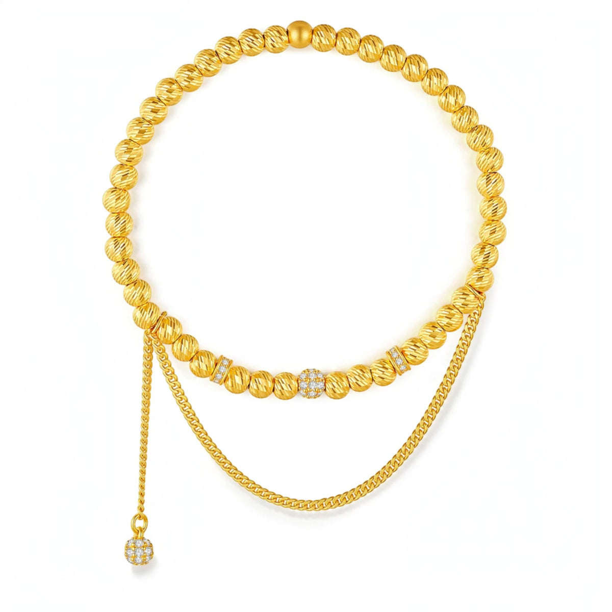24K Gold Cross Beads Charm Bracelet