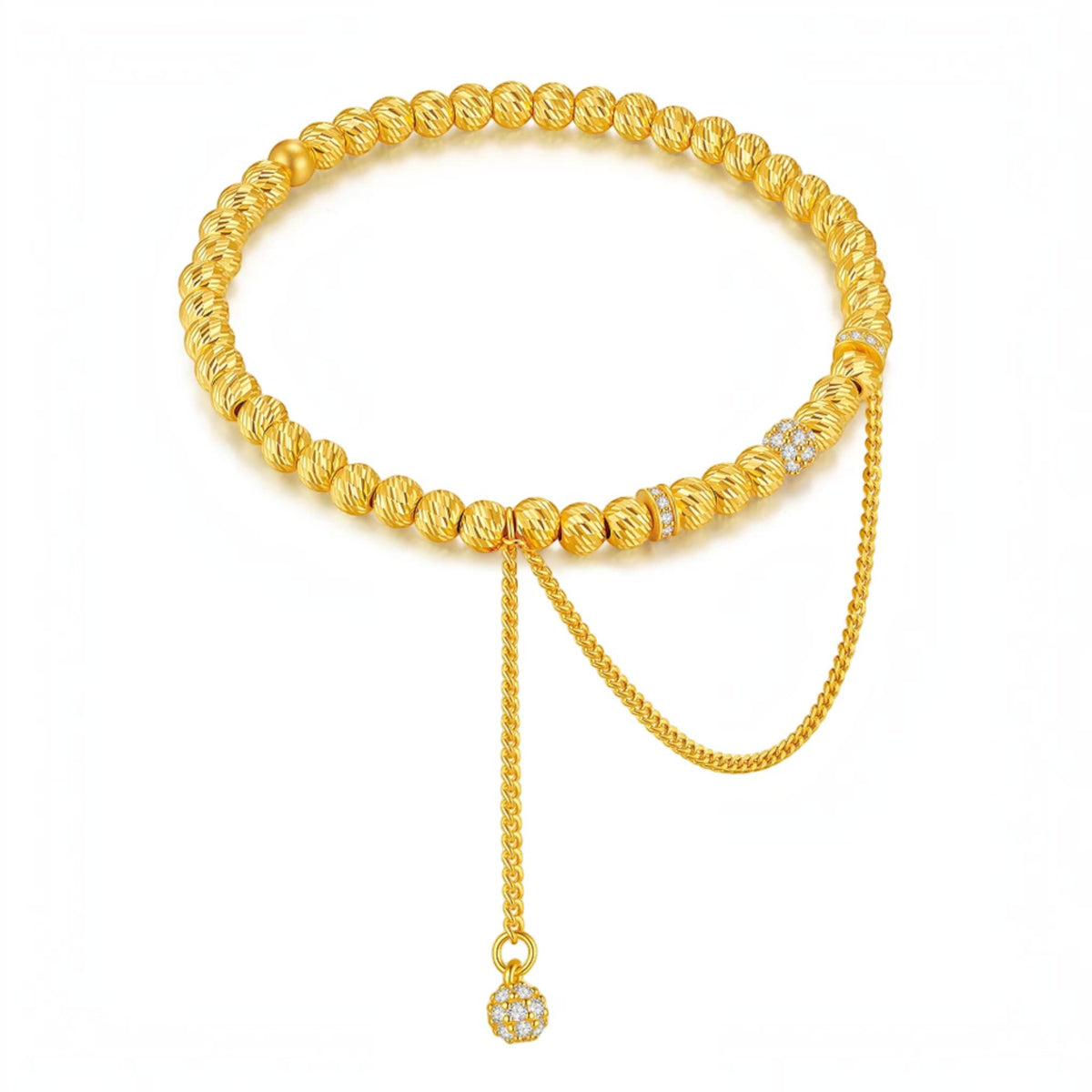 24K Gold Cross Beads Charm Bracelet