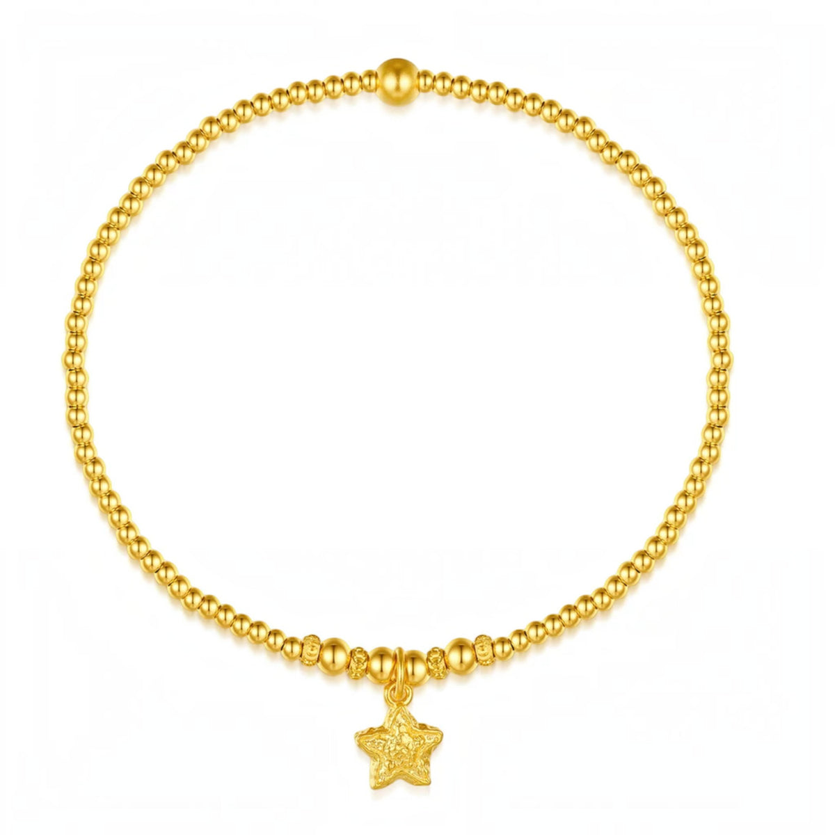 24K Gold Lucky Star Charms Beads Bracelet