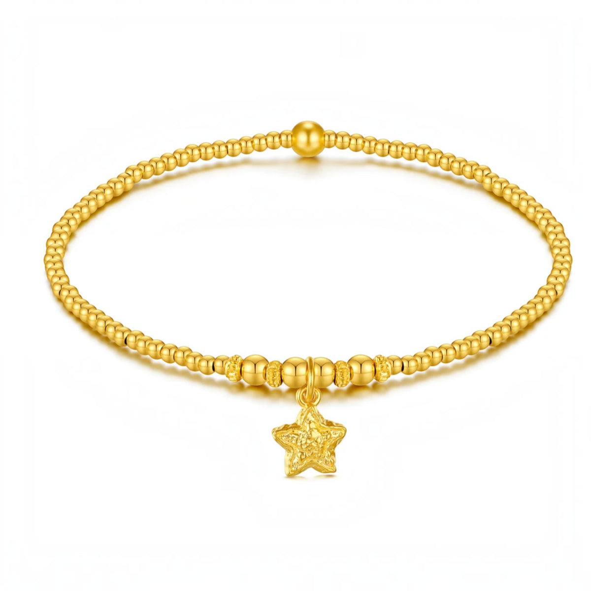 24K Gold Lucky Star Charms Beads Bracelet