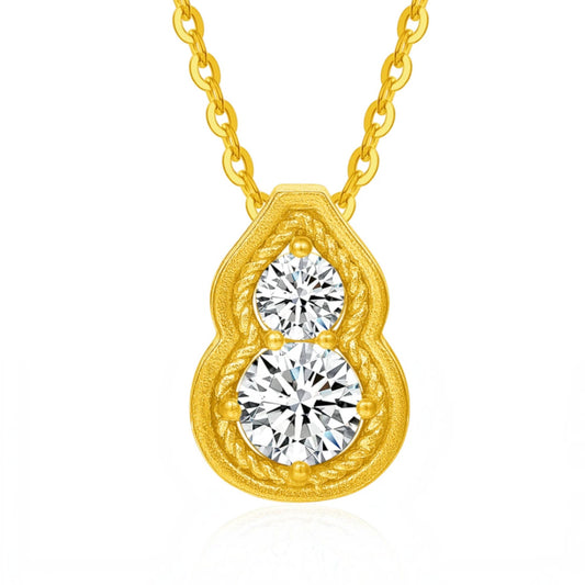 24K Gold Lucky Gourd Charm Pendant