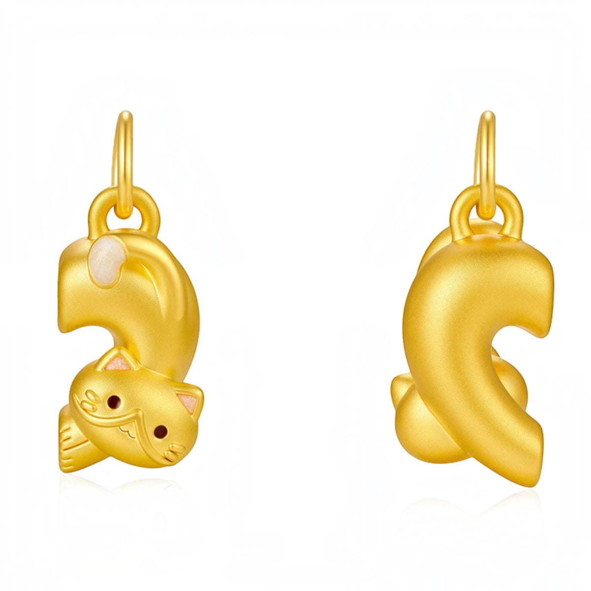 24K Gold Heart to Heart Dog and Cat Love Charm Pendant