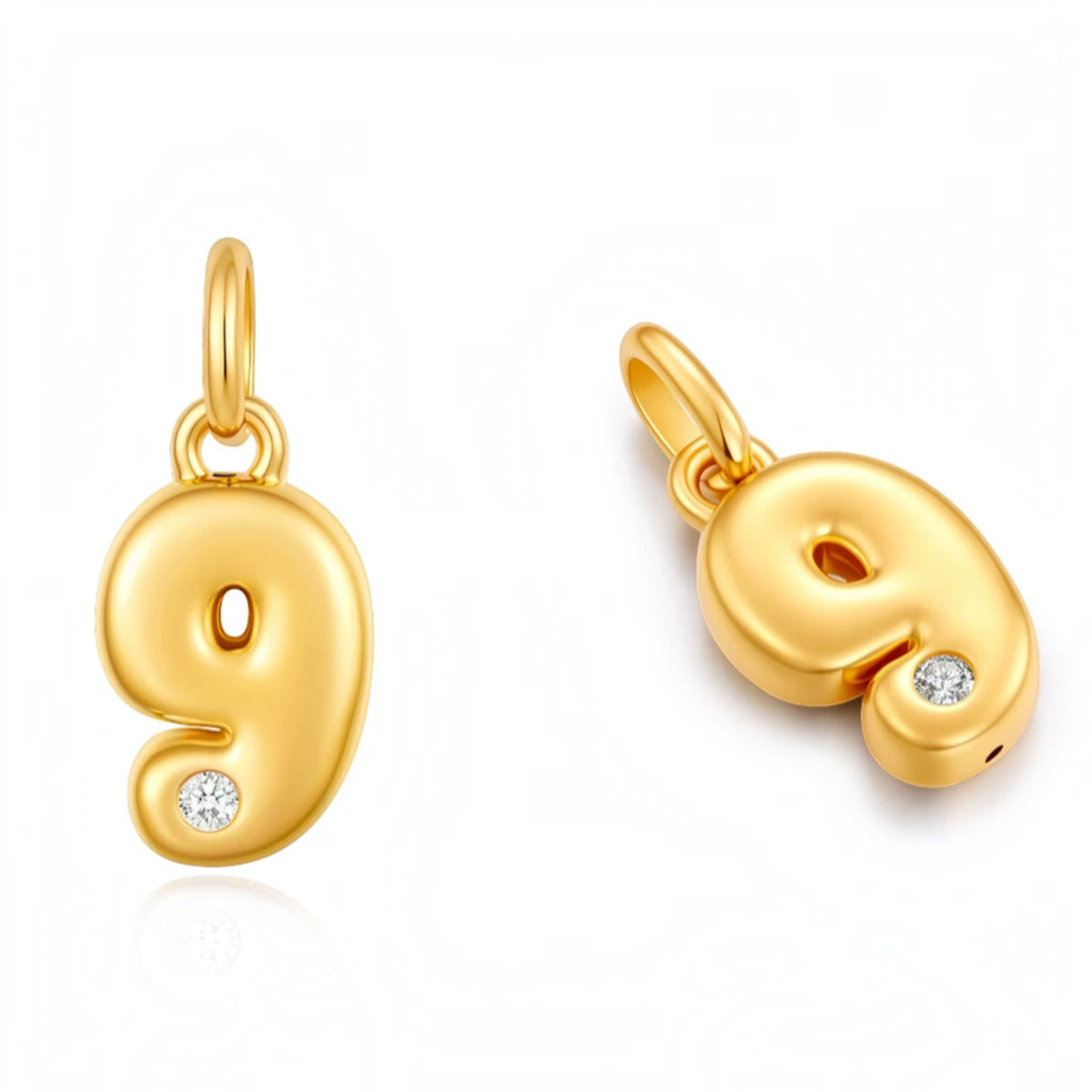 18K Gold Number Charm Pendant Special Event Gift Birthday