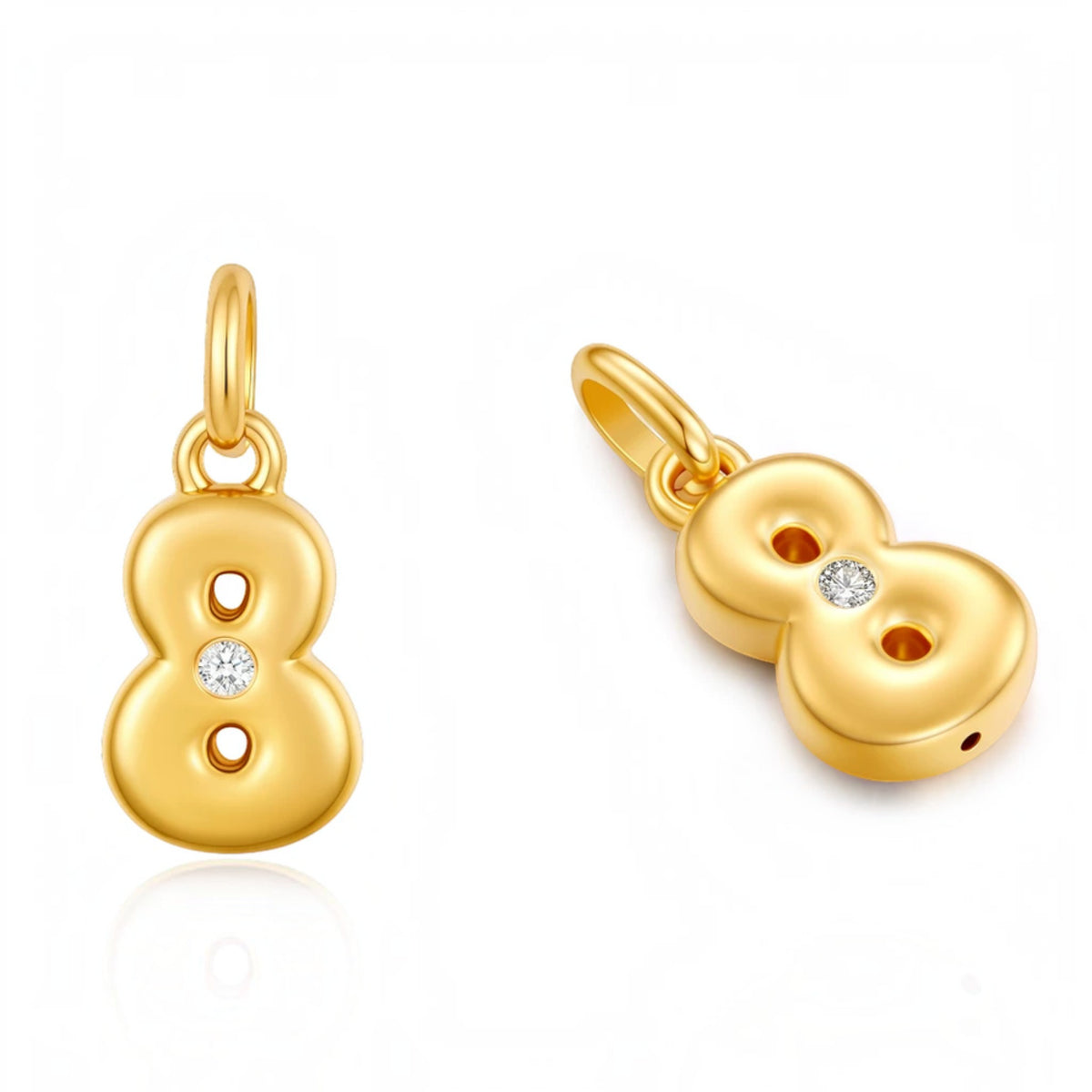 18K Gold Number Charm Pendant Special Event Gift Birthday