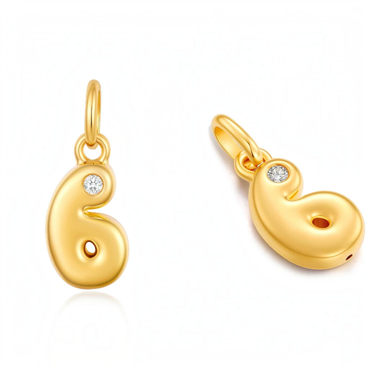 18K Gold Number Charm Pendant Special Event Gift Birthday