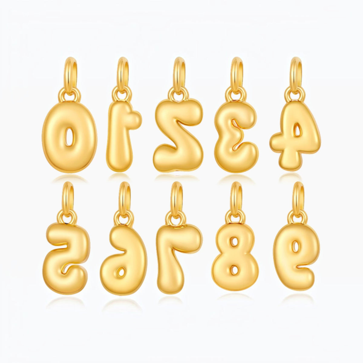 18K Gold Number Charm Pendant Special Event Gift Birthday