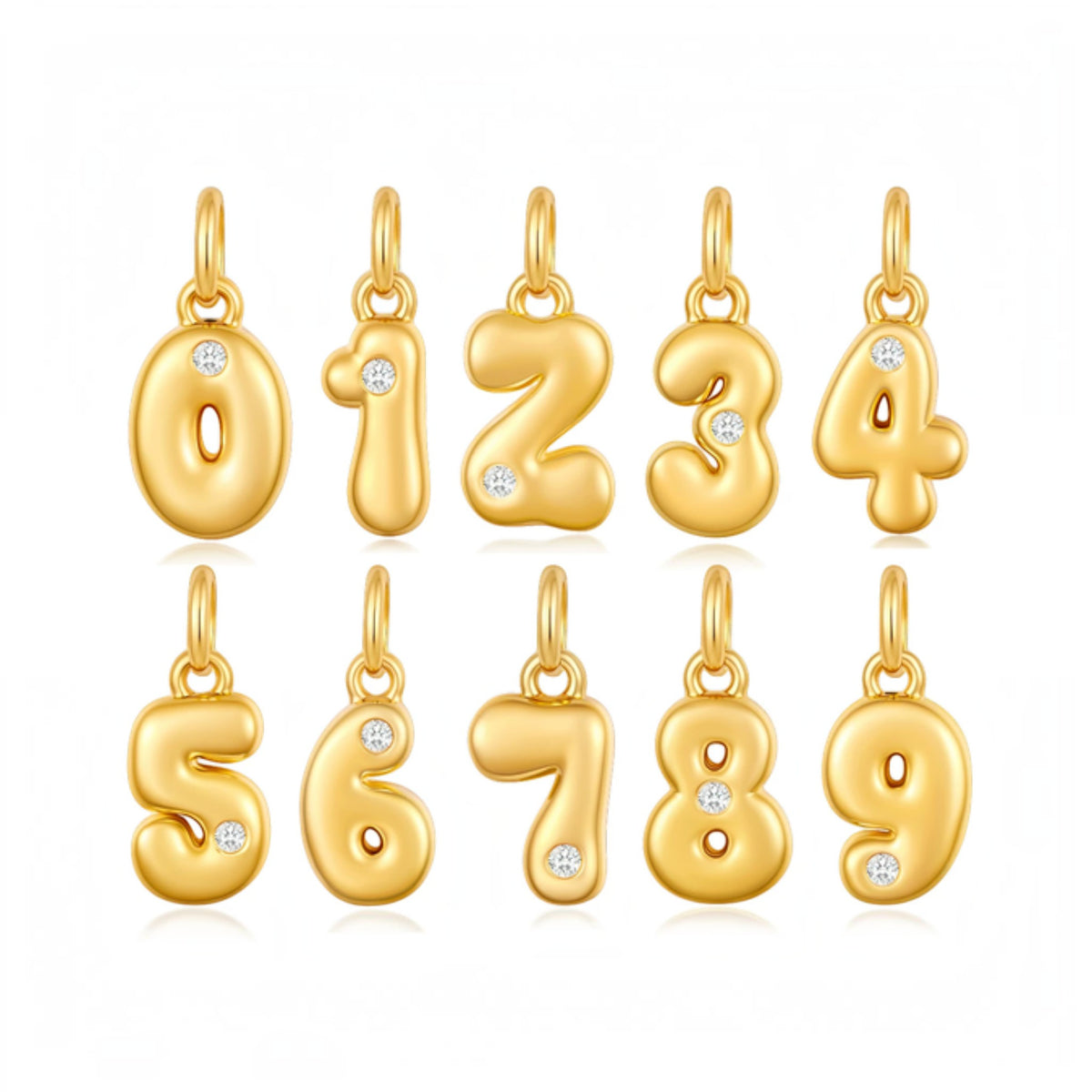 18K Gold Number Charm Pendant Special Event Gift Birthday