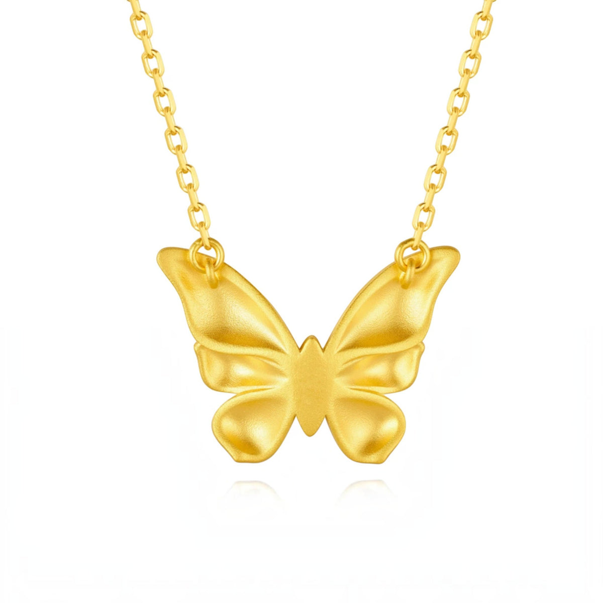 24K Gold Butterfly Diamond Charm Necklace