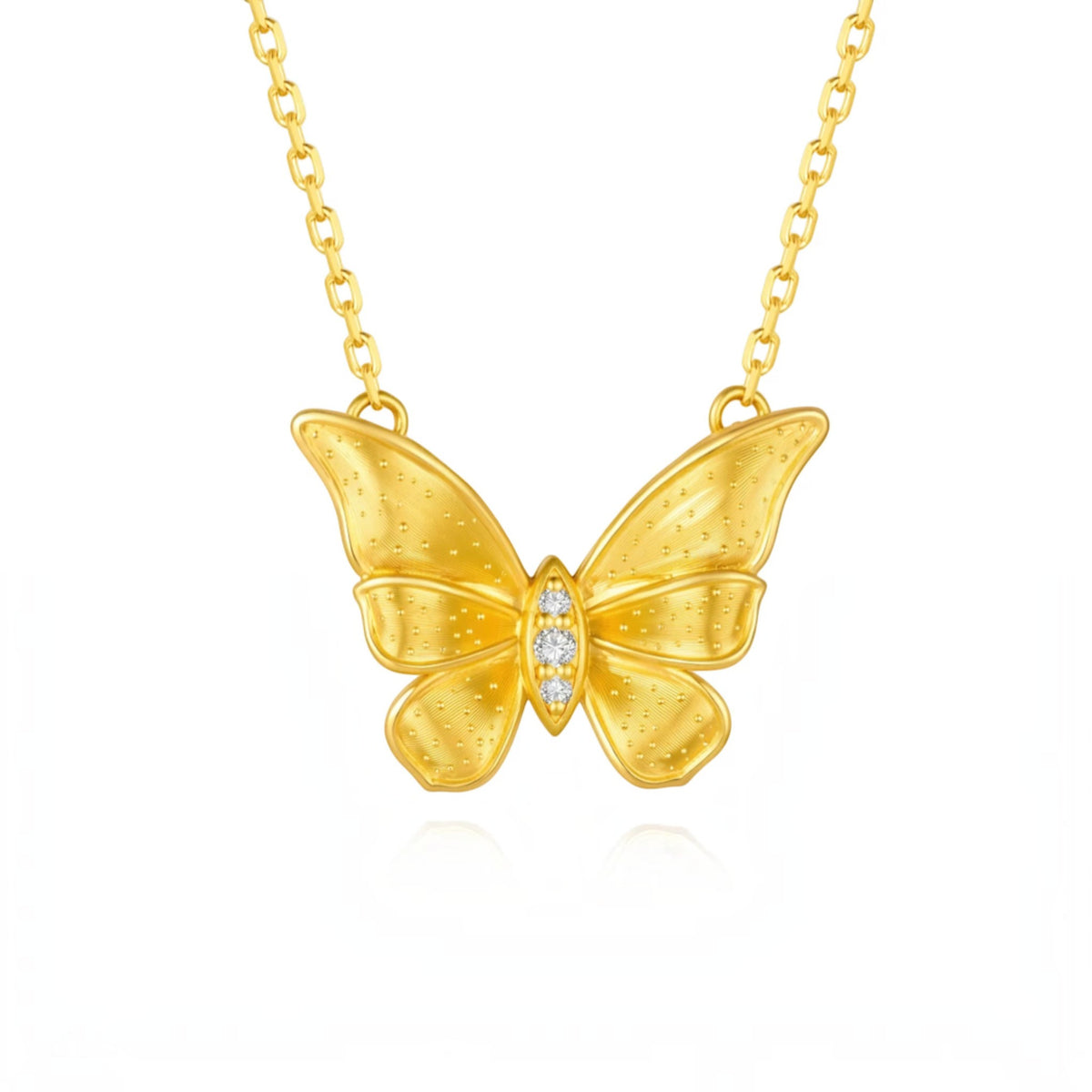 24K Gold Butterfly Diamond Charm Necklace