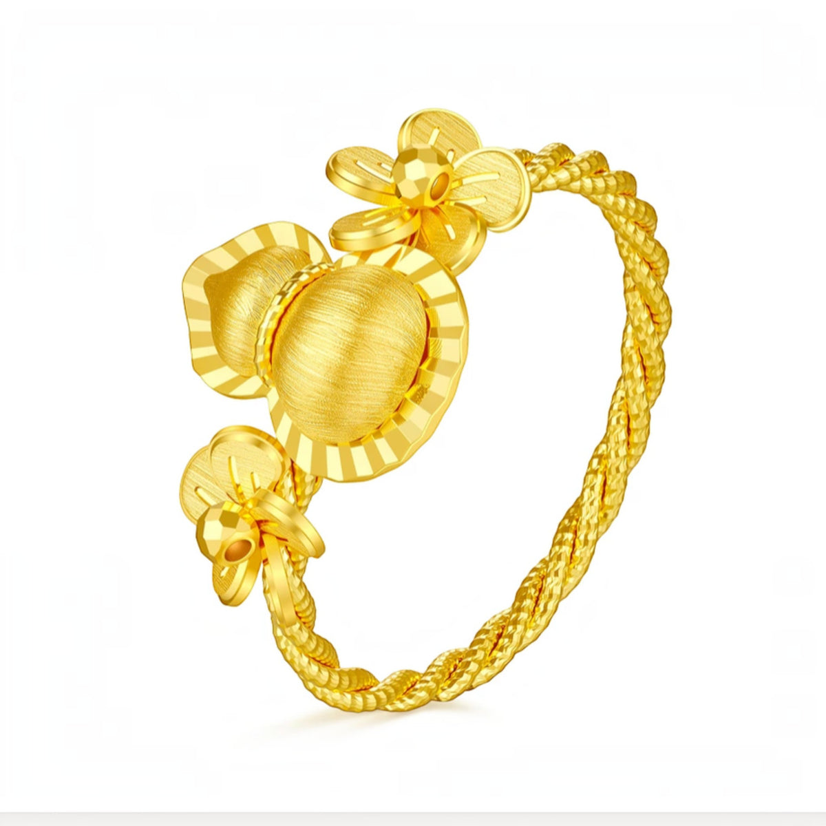 Genuine 24K Gold Gourd Twist Band Ring