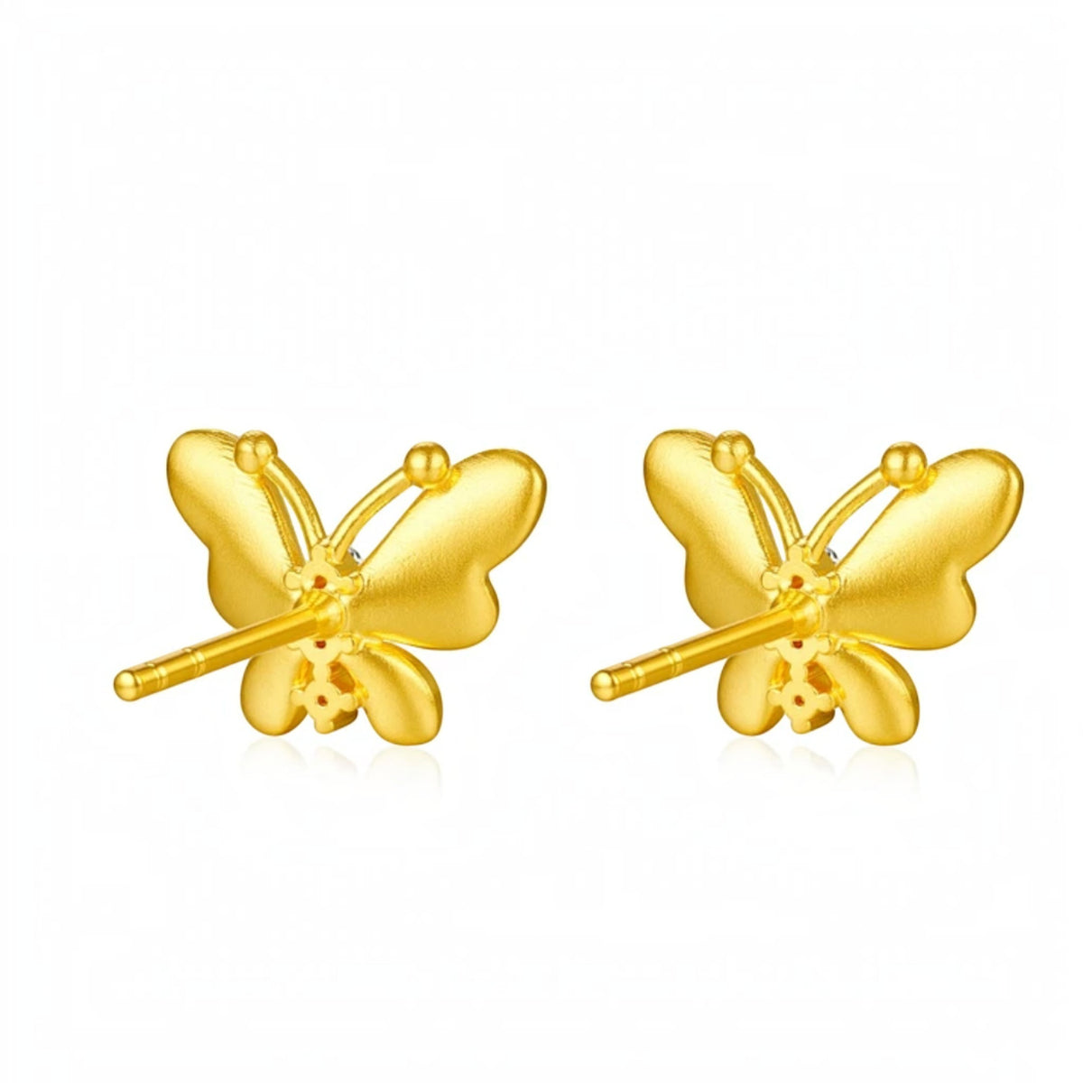 Genuine 24K Gold Butterfly Stud Earrings