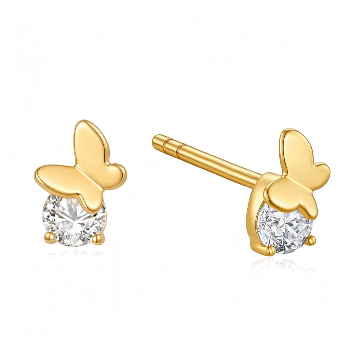 18K Gold Minimal Stud Dangle Earrings
