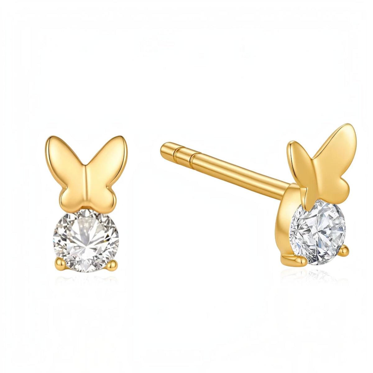 18K Gold Minimal Stud Dangle Earrings