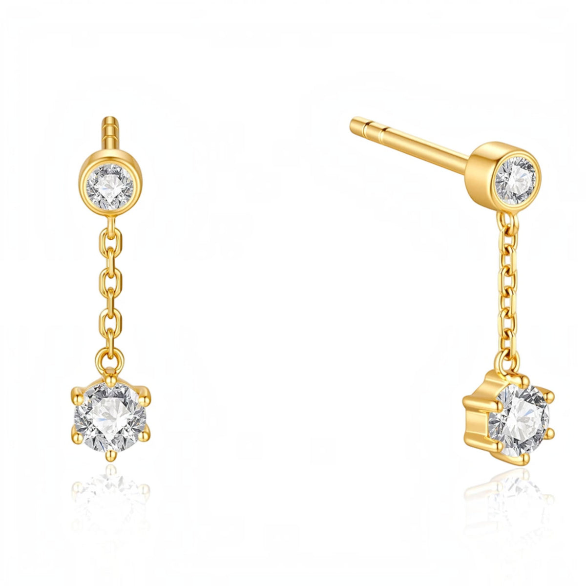 18K Gold Minimal Stud Dangle Earrings