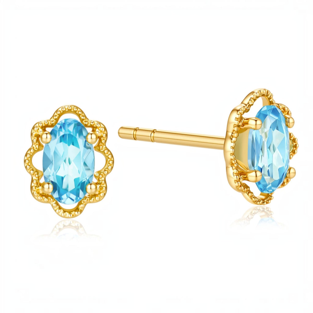 18K Gold Minimal Stud Dangle Earrings
