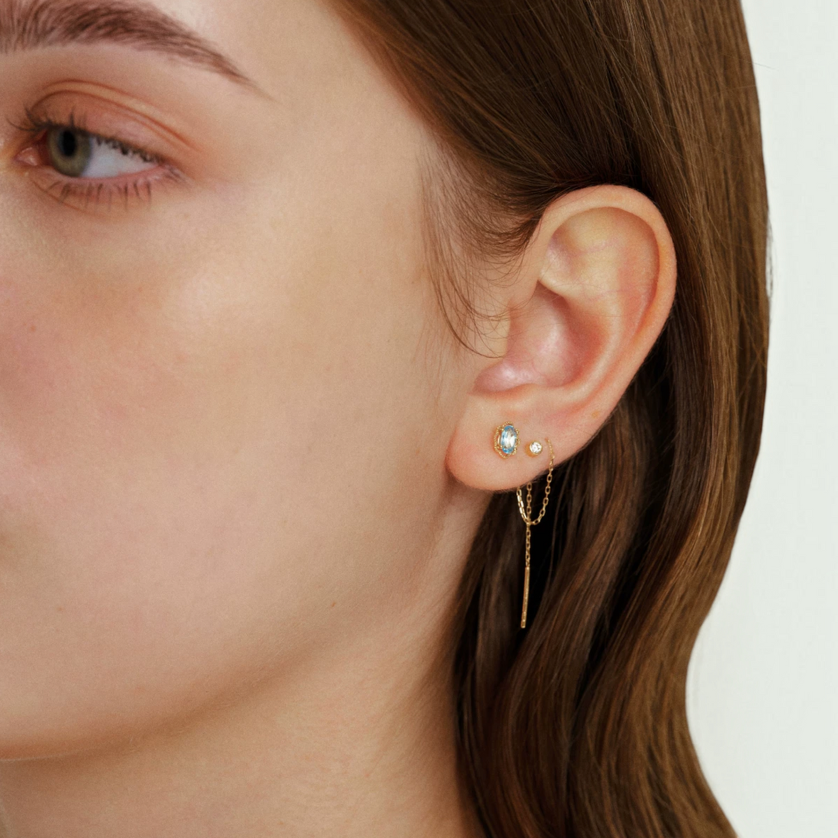 18K Gold Minimal Stud Dangle Earrings
