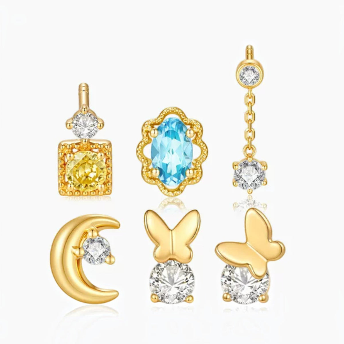18K Gold Minimal Stud Dangle Earrings