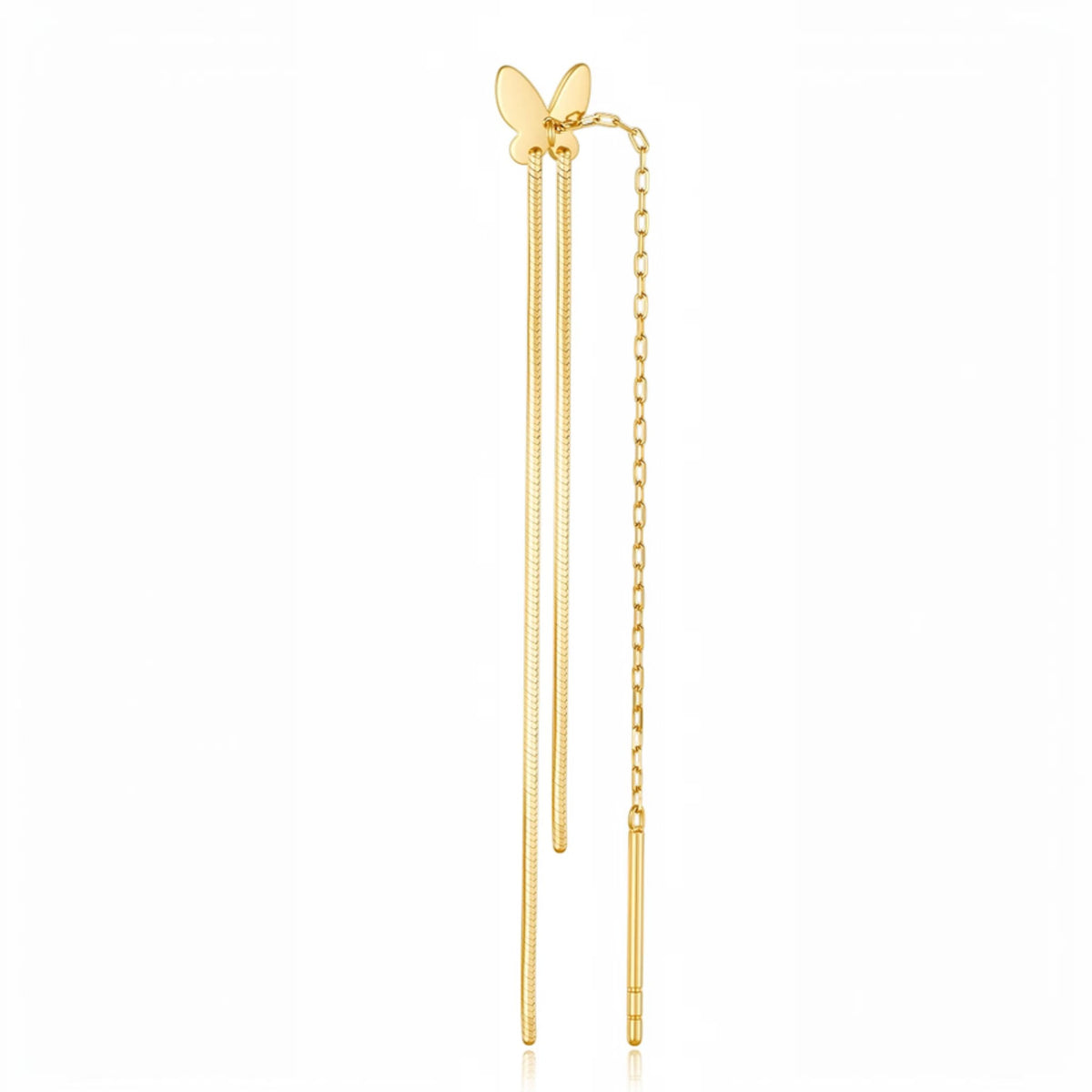 18K Gold Minimal Threader Stud Dangle Earrings