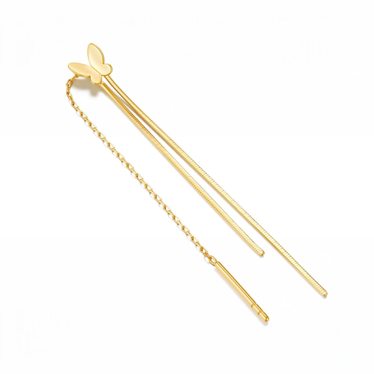 18K Gold Minimal Threader Stud Dangle Earrings
