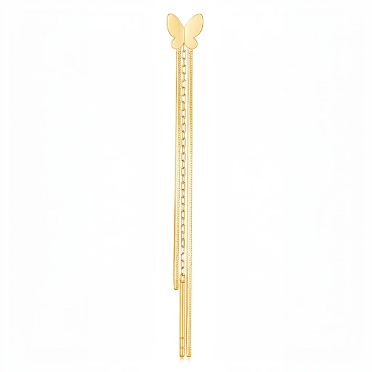 18K Gold Minimal Threader Stud Dangle Earrings